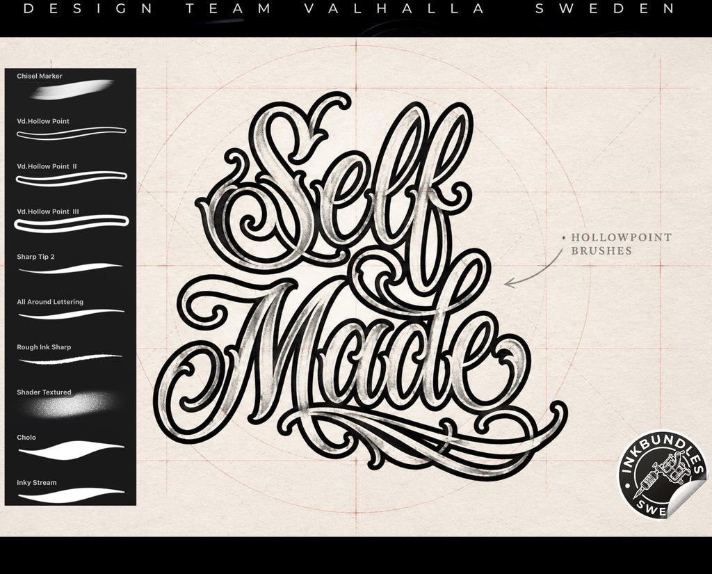 Neo-Traditional Lady Tattoo Design Kit: 2000+ Procreate Stamps, SVG & PNG Files