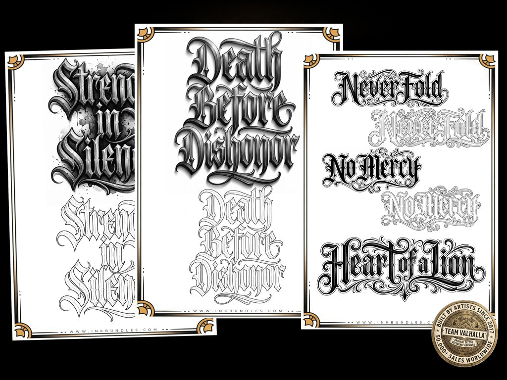 Custom Tattoo Lettering, Chicano black letter, Pdf digital download