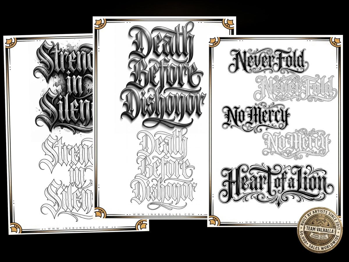 Custom Tattoo Lettering, Chicano black letter, Pdf digital download
