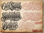 Barrio Script, Chicano text designs, Tattoo lettering Art