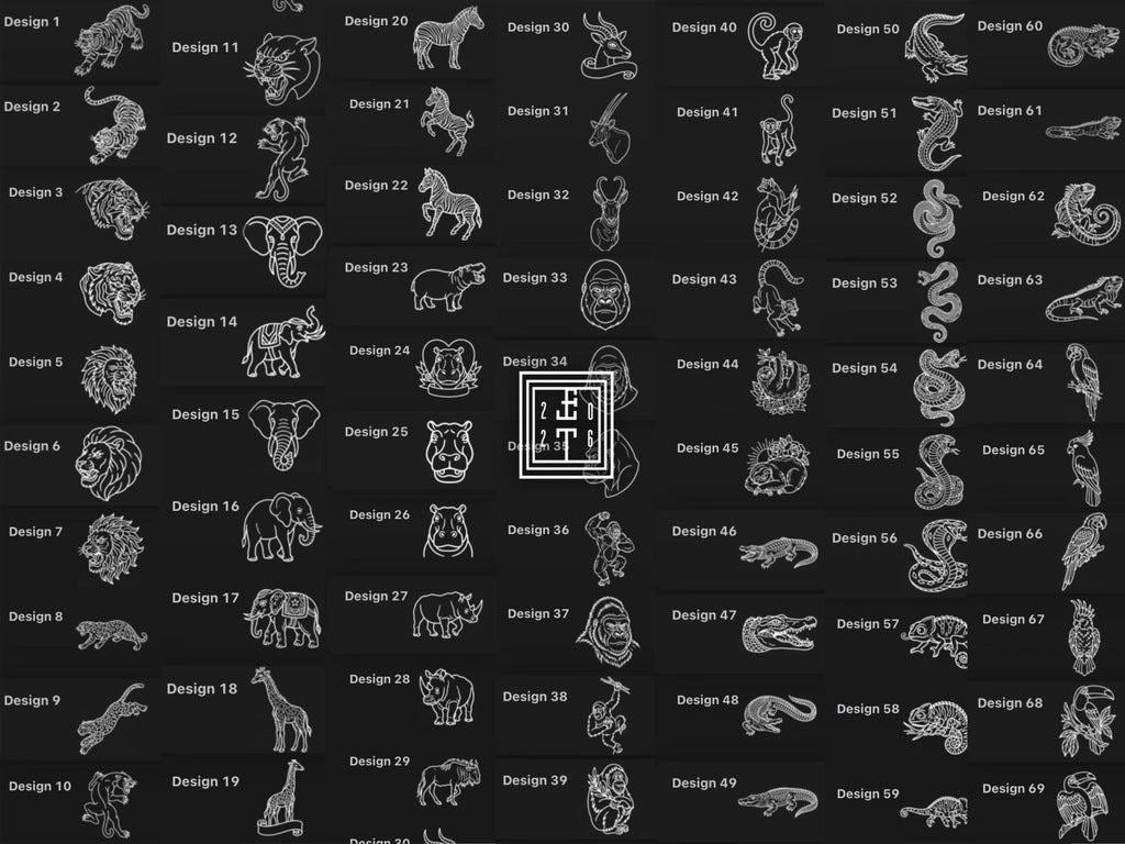 American Traditional Safari – 180+ Procreate Stamps, Tattoo Flash & Animal Designs