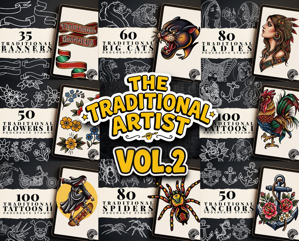 The Traditional Artist 2020–2024 – Procreate Tattoo Stamps