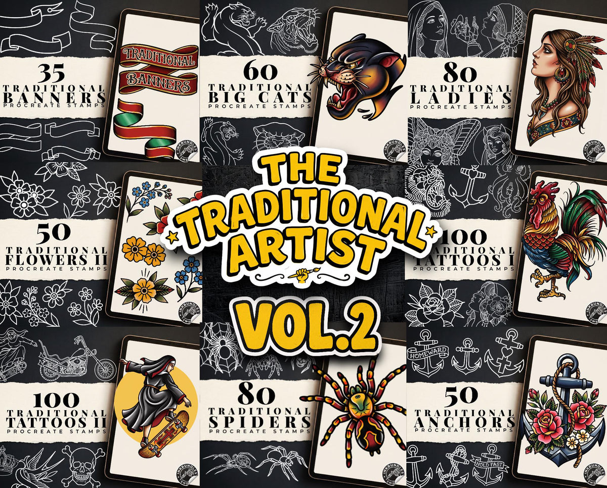 The Traditional Artist 2020–2024 – Procreate Tattoo Stamps