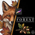 Forest Animal Tattoo Stencils Bundle - Procreate Stamps