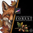 Forest Animal Tattoo Stencils Bundle - Procreate Stamps