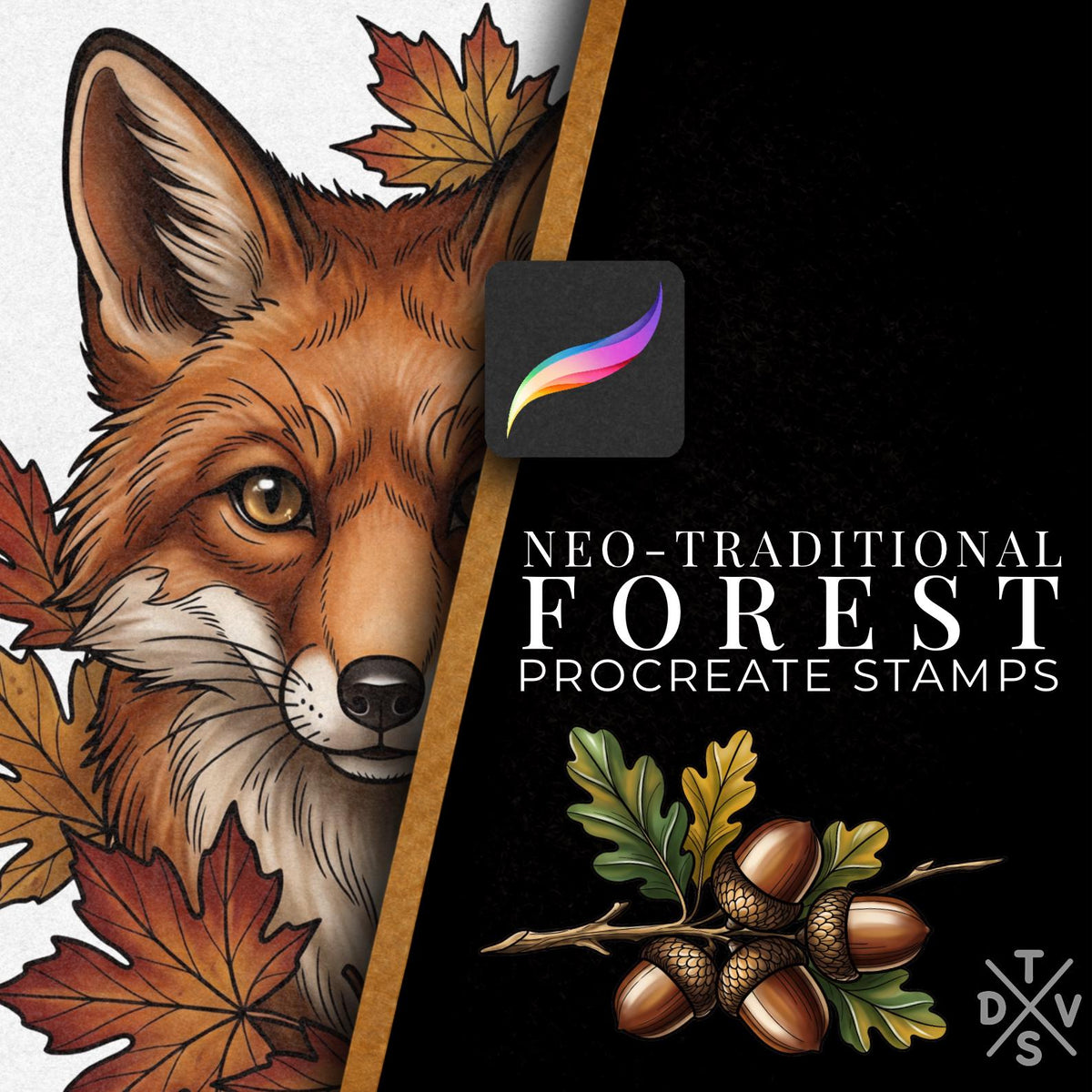 Forest Animal Tattoo Stencils Bundle - Procreate Stamps