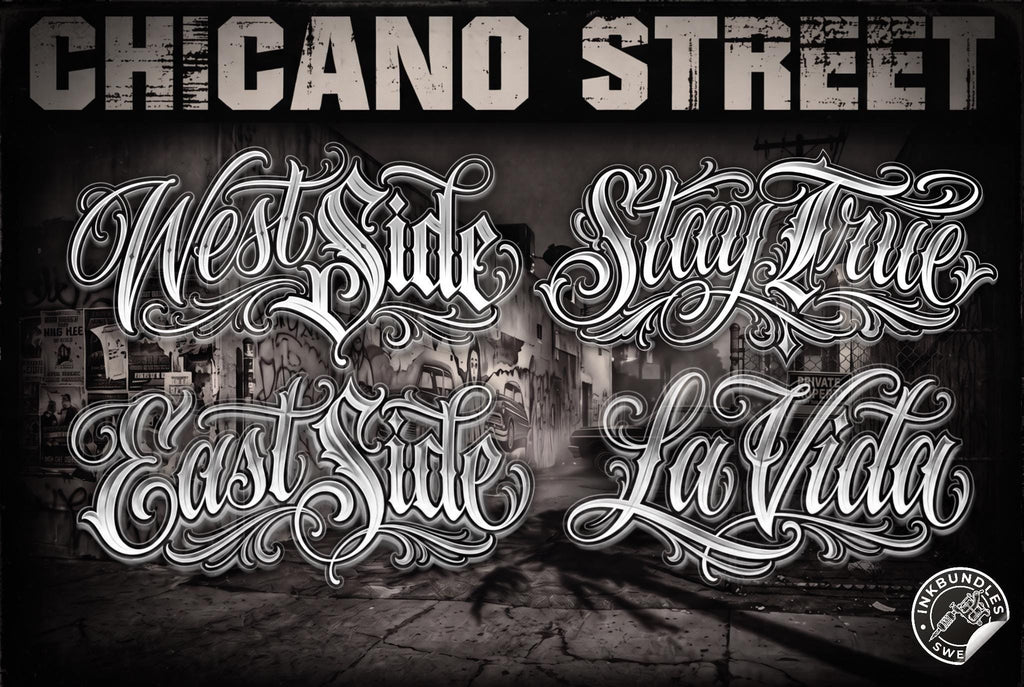 Barrio Script, Chicano text designs, Tattoo lettering Art