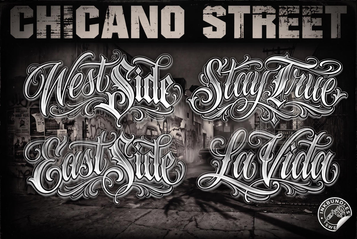 Barrio Script, Chicano text designs, Tattoo lettering Art