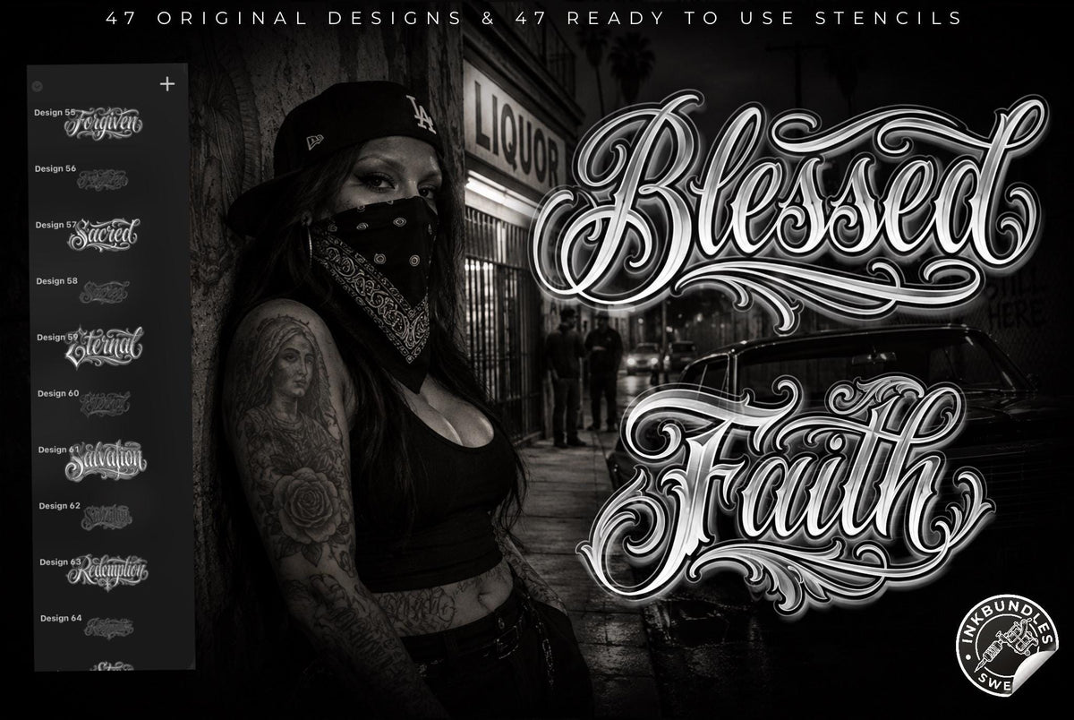 Barrio Script, Chicano text designs, Tattoo lettering Art
