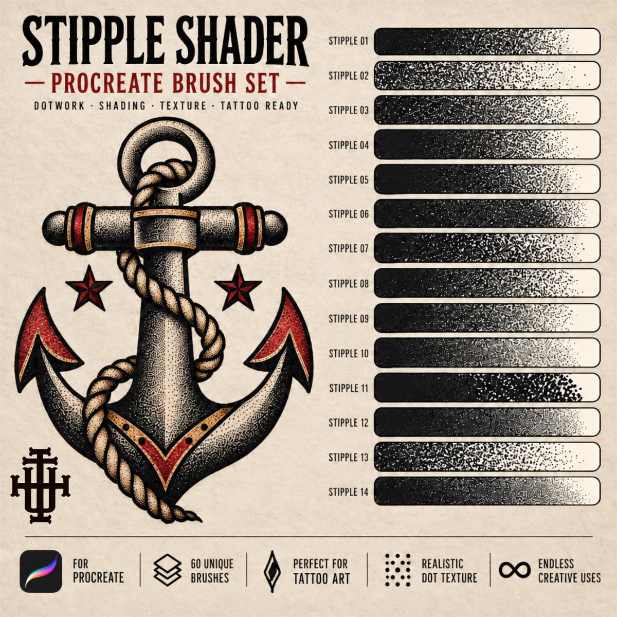 Stipple Studio – 60 Procreate Brushes