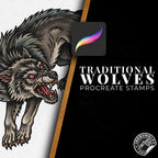 Procreate, Wolf Tattoo flash art , 32 Unique references for Procreate, Outlined tattoo stencil art