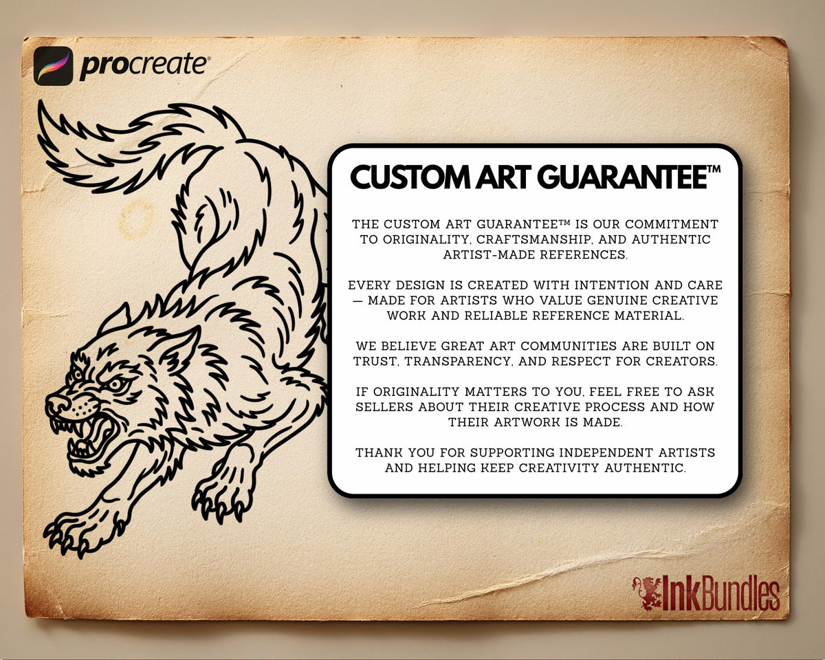 Procreate, Wolf Tattoo flash art , 32 Unique references for Procreate, Outlined tattoo stencil art