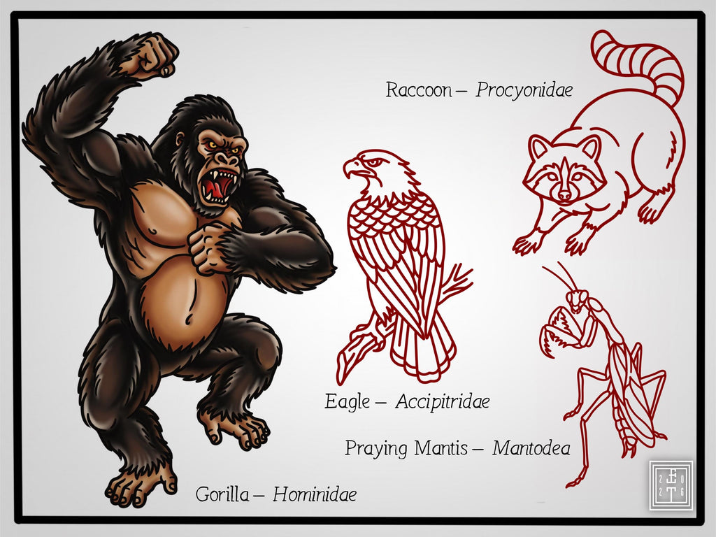 American Traditional Safari – 180+ Procreate Stamps, Tattoo Flash & Animal Designs