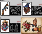 Traditional Tattoo Bundle 2026 - Procreate Stamps & PNG Stencils