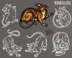 Procreate, Traditional Rats Tattoo flash art , 32 Unique references for Procreate, Outlined tattoo stencil art