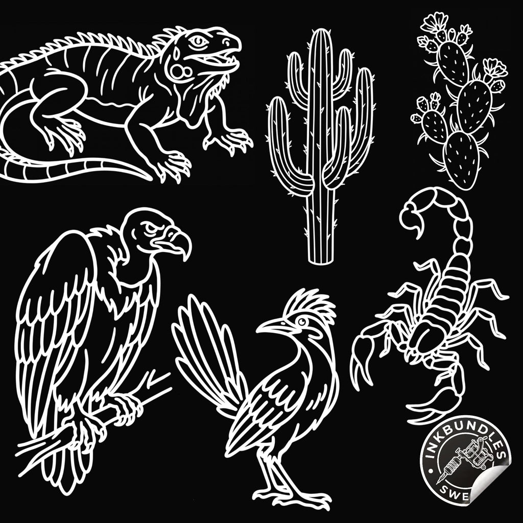 Wild West Tattoo Stencils Bundle - 200+ Procreate Stamps