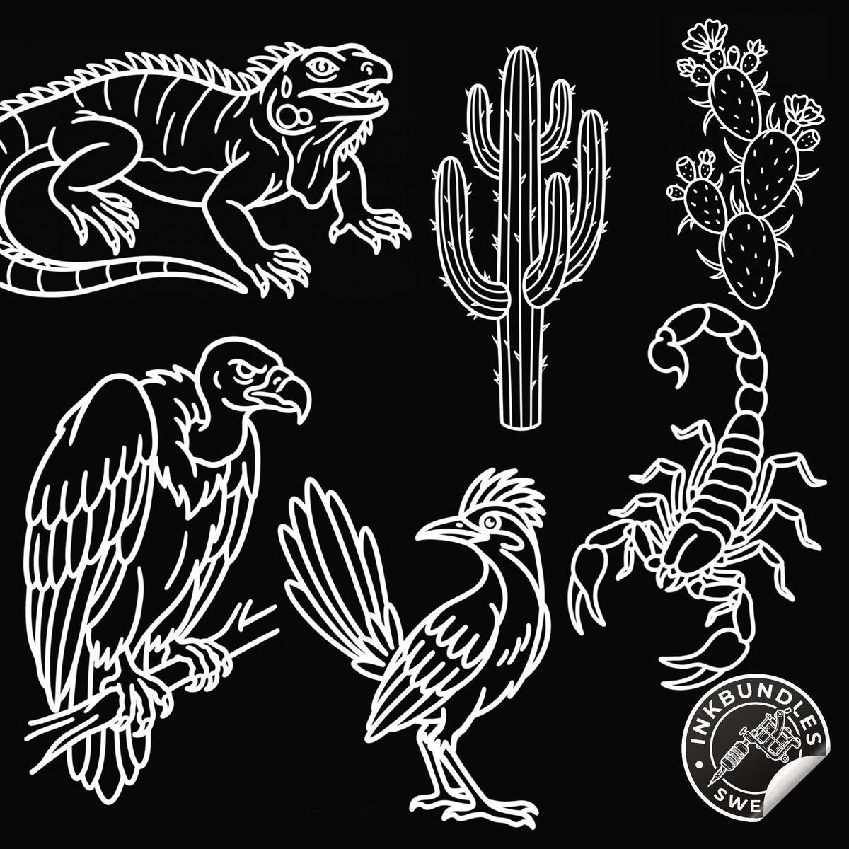 Wild West Tattoo Stencils Bundle - 200+ Procreate Stamps
