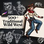Wild West Tattoo Stencils Bundle - 200+ Procreate Stamps