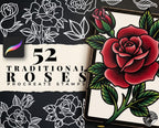 Traditional Roses Tattoo Stencils 100+ files: Procreate & PNG SVG EPS