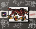 Procreate, Wolf Tattoo flash art , 32 Unique references for Procreate, Outlined tattoo stencil art