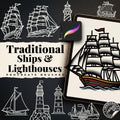 Traditional Tattoo Stencils - 100 files | Procreate Stamp Brushes PNG EPS SVG