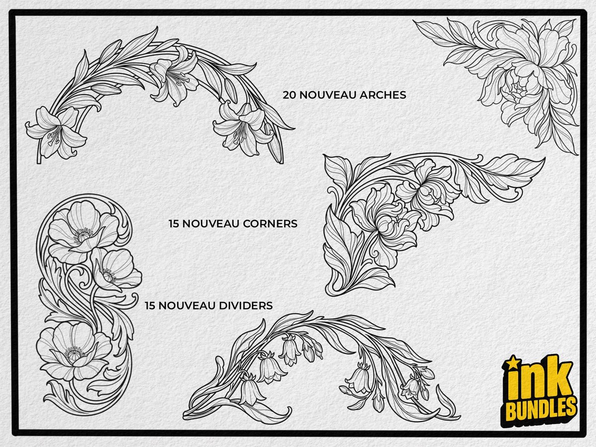 Neo-nouveau, Art Nouveau creative kit – 100 Procreate Stamps