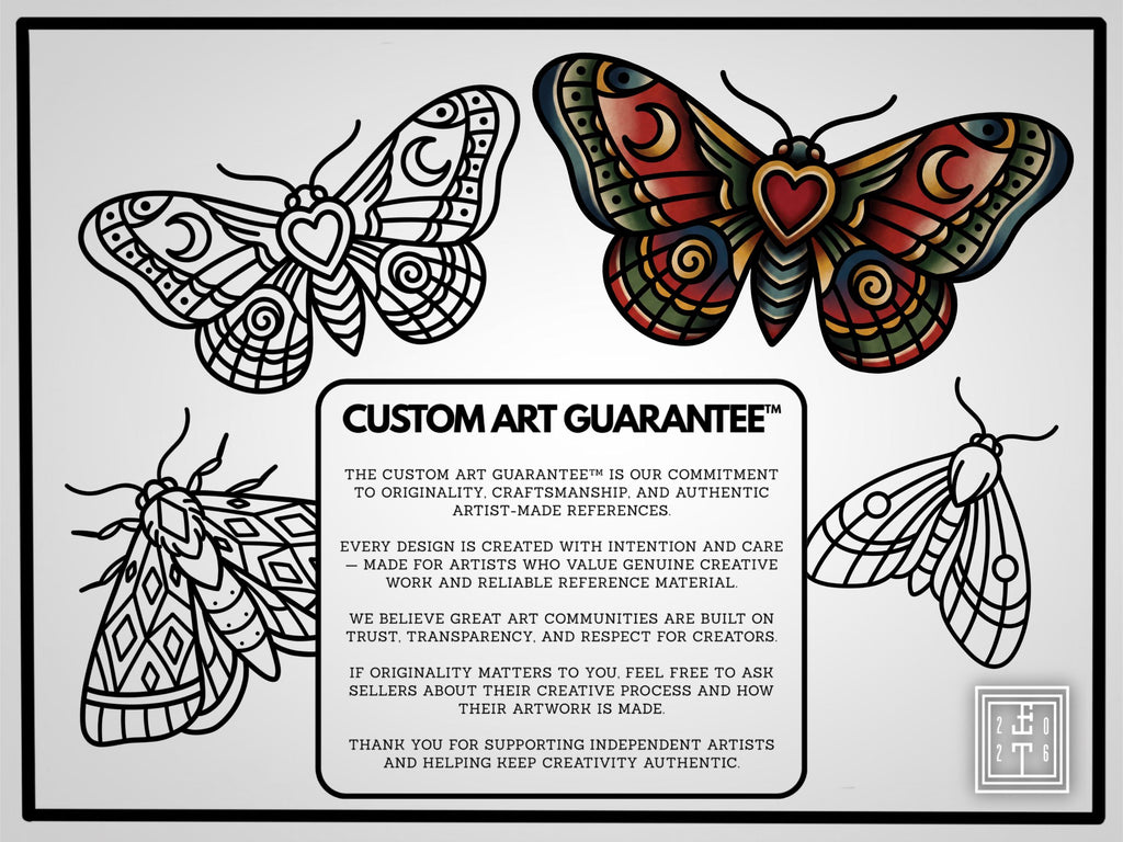 Procreate, Traditional Moths & Butterflies Tattoo flash art , 36 Unique references for Procreate, Outlined tattoo stencil art