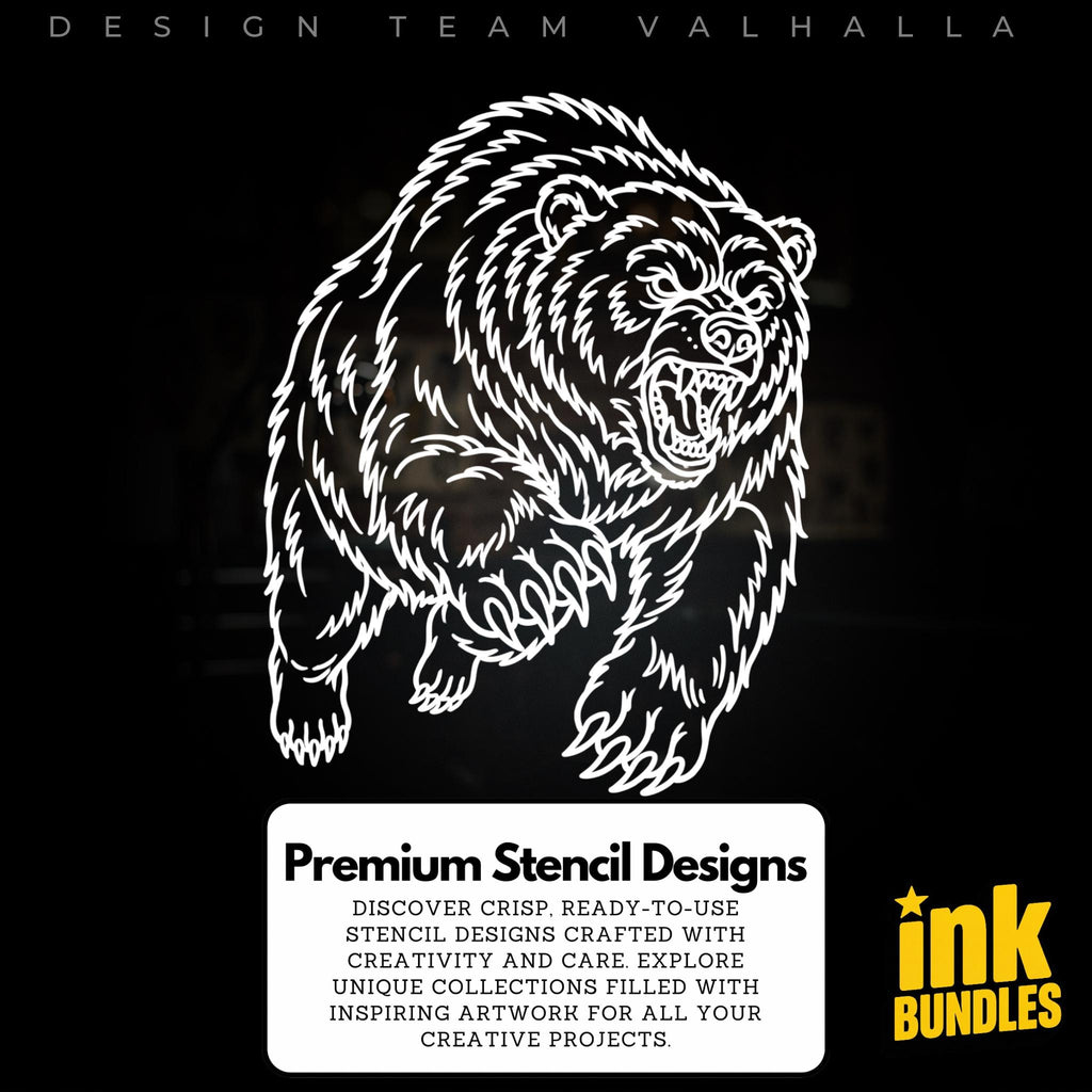 Procreate, Traditional Bears Tattoo flash art , 36 Unique references for Procreate, Outlined tattoo stencil art