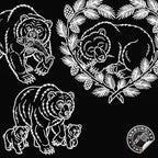 Procreate, Traditional Bears Tattoo flash art , 36 Unique references for Procreate, Outlined tattoo stencil art