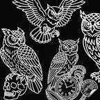 Procreate, Traditional Owls Tattoo flash art , 37 Unique references for Procreate, Outlined tattoo stencil art