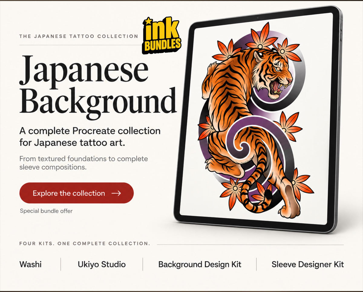 Japanese Tattoo Artist XXL – Procreate Stamps & Watercolor Kit