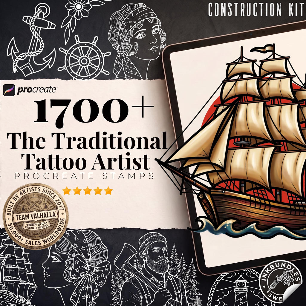 Traditional Tattoo Toolkit – Procreate Stamps & Brushes