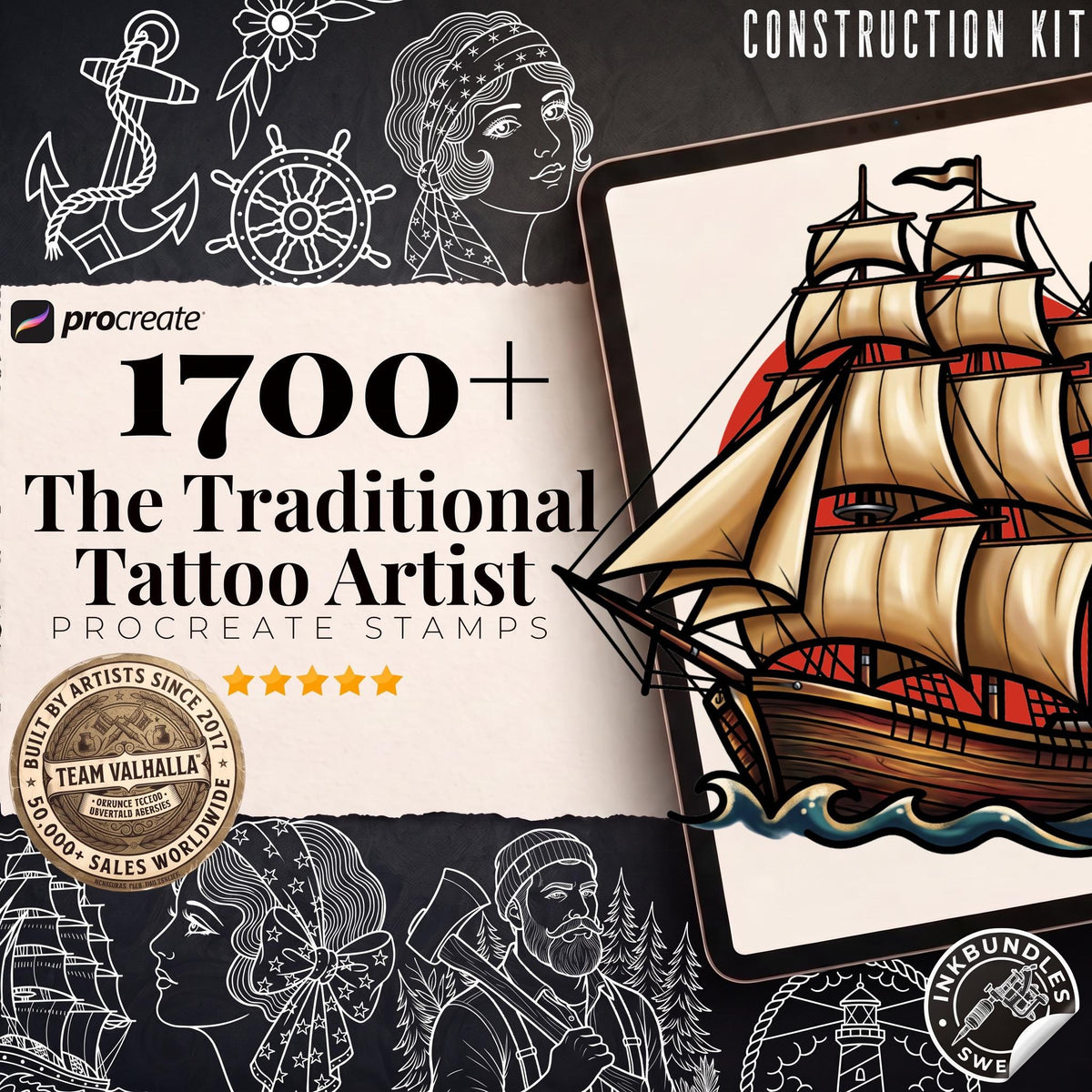 Traditional Tattoo Toolkit – Procreate Stamps & Brushes