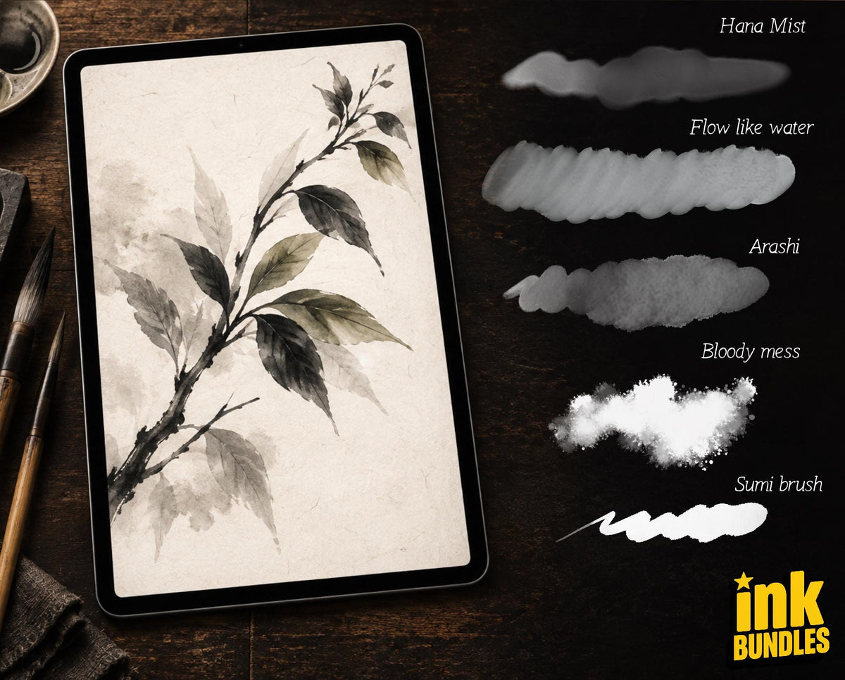 Japanese Calligraphy, custom made brushes for Procreate