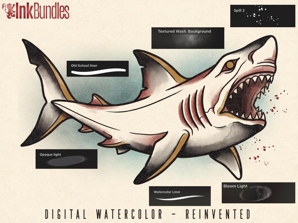 Tattoo Flash Painter – Procreate Watercolor Brushes & Canvases