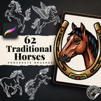 Procreate, Traditional Horses Tattoo flash art , 62 Unique references for Procreate, Outlined tattoo stencil art