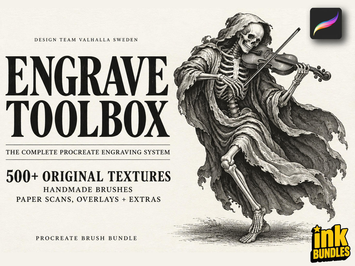 Procreate The Engrave Toolbox & Vintage Press, 500+ Original Procreate Brushes