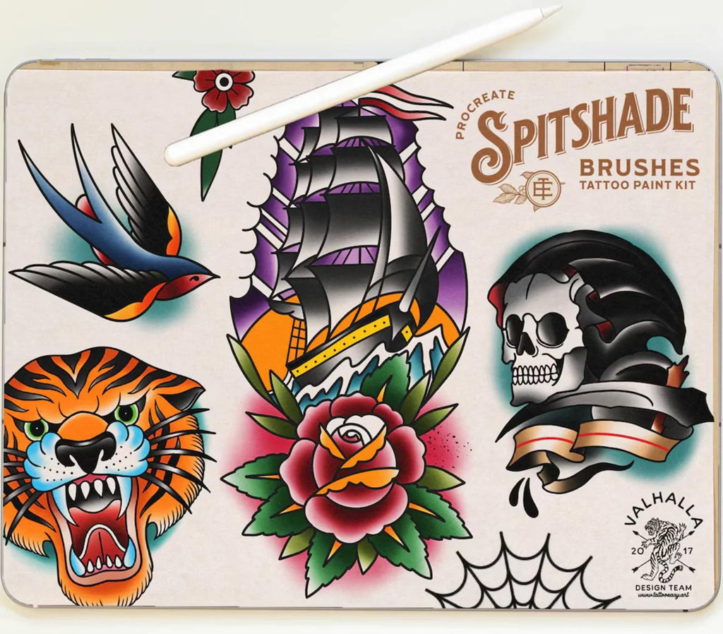 Tattoo Flash Painter – Procreate Watercolor Brushes & Canvases