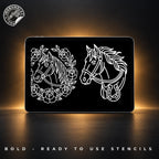 Procreate, Traditional Horses Tattoo flash art , 62 Unique references for Procreate, Outlined tattoo stencil art