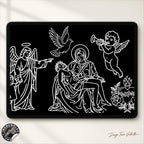 Procreate, Traditional Religious Tattoo flash art , 64 Bold - Unique references for Procreate, Outlined tattoo stencil art