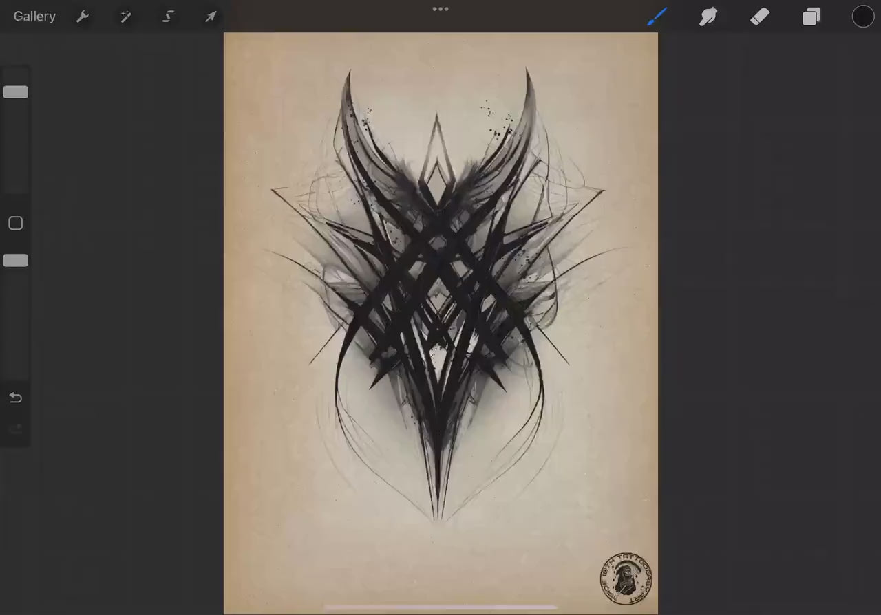 Goth Ink Tattoo Art: Procreate Stamps, Dark Calligraphy (Digital Download)