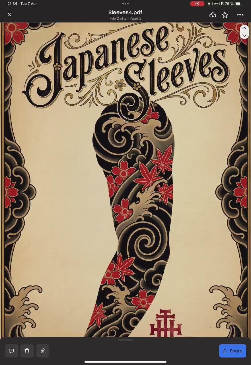 Japanese Traditional Sleeves, 4 irezumi bundles, sleeve stencils, Pdf, png & Procreate design bundle
