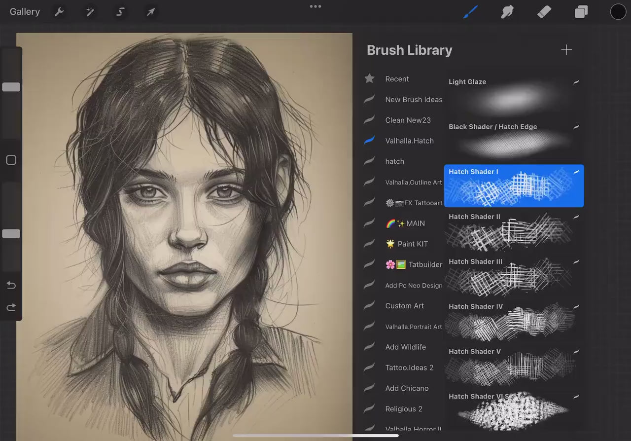 The Pencil Hatch Artist, custom brushes for Procreate