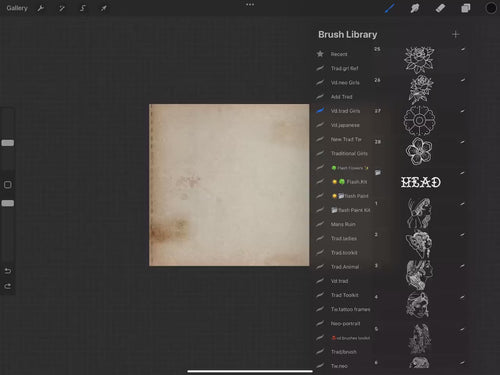 250+ Traditional Tattoo Lady Creator for Procreate | Old School Flash Stencils, DIY Assets & Brushset