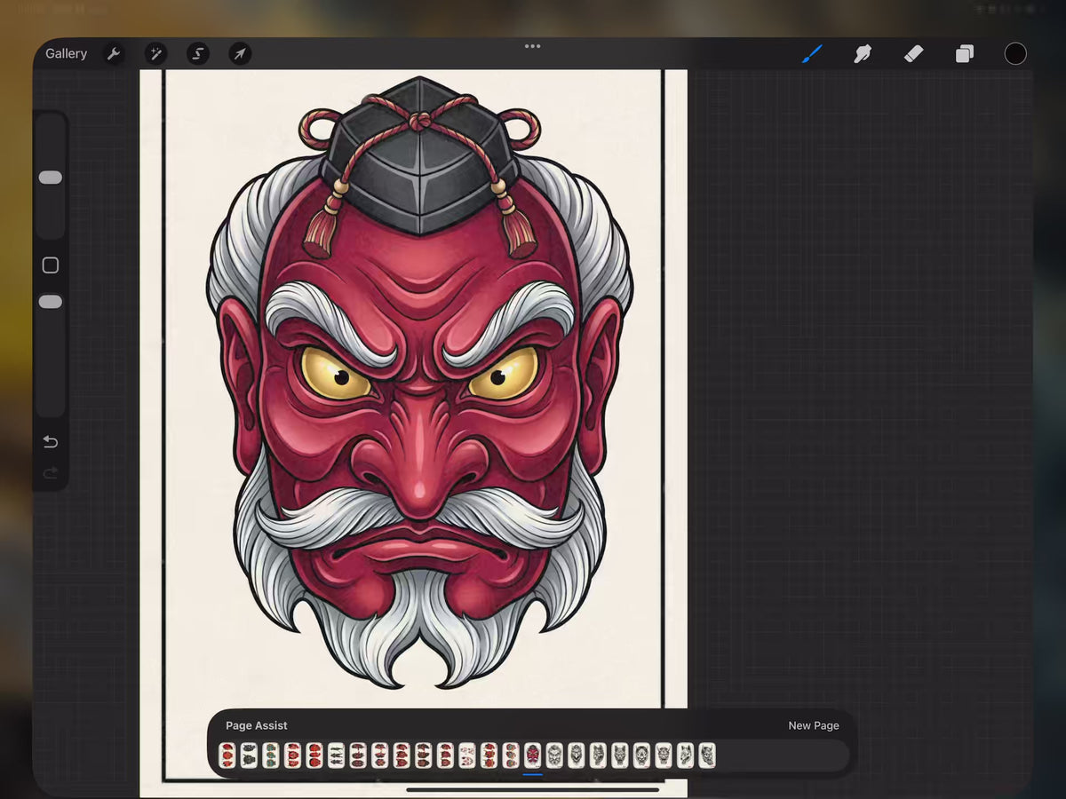 Hannya & Japanese Mask Tattoo Stencils Bundle - 112+ Procreate Stamps