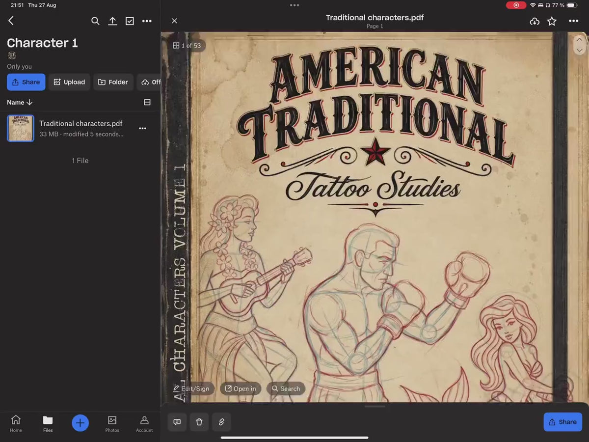 American Traditional Characters, 52 pages old school sketchbook, custom art inspiration