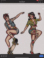 Pinup Tattoo Stencils Bundle - 93 Procreate Stamps