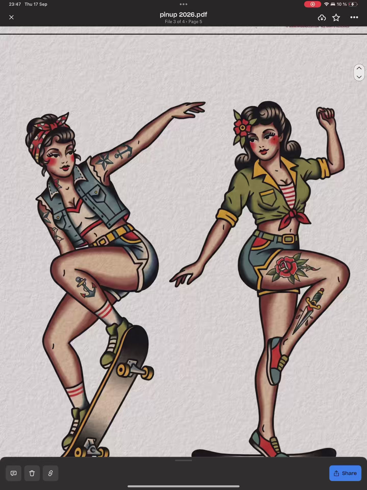 Pinup Tattoo Stencils Bundle - 93 Procreate Stamps