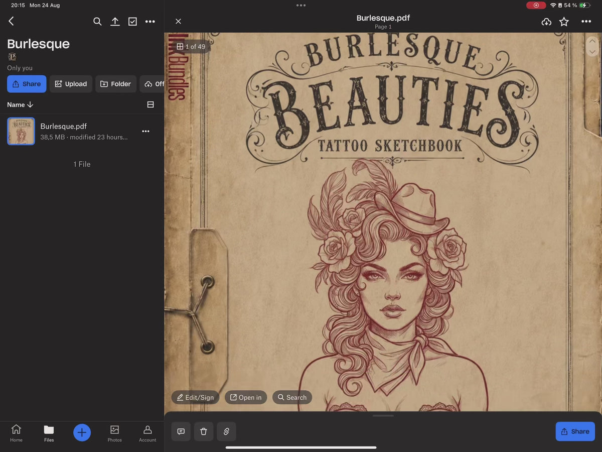 Burlesque Beauties Lady Portrait Sketchbook – 49 Pages PDF